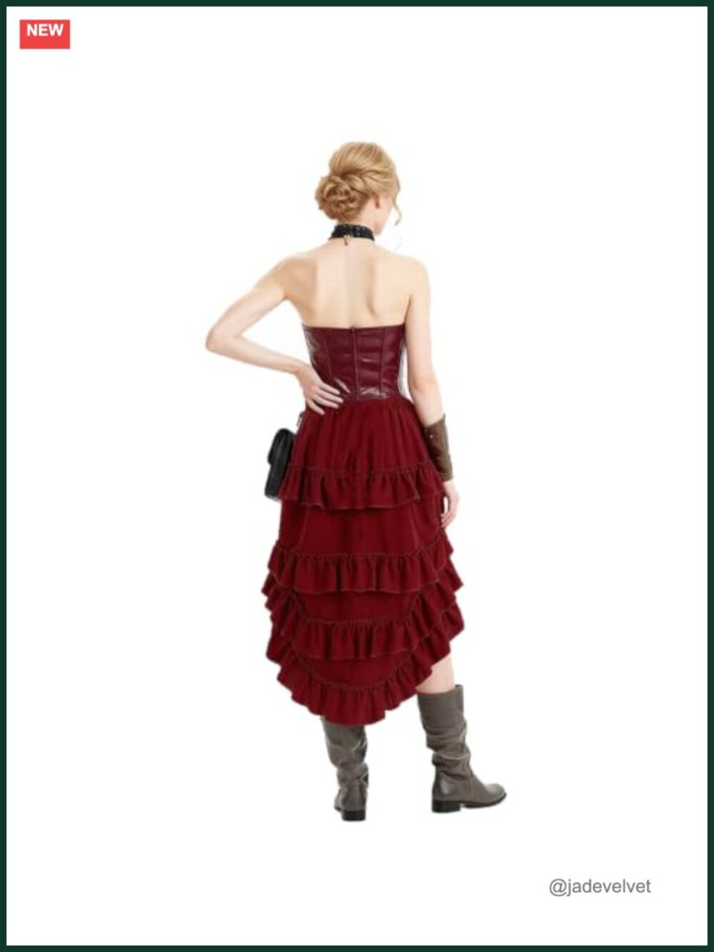 Victorian Steampunk High Low Ruffle Skirt Adjustable Drawstring Renaissance - Picture 3 of 6